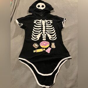 GITD Hooded Skeleton Adult Onesie M